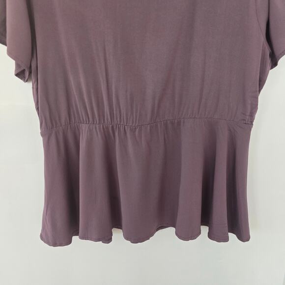 TORRID Women’s Plus Size Mauve Wrap Top Short Flutter Sleeves Tie Sz 1 1X New - Picture 7 of 9